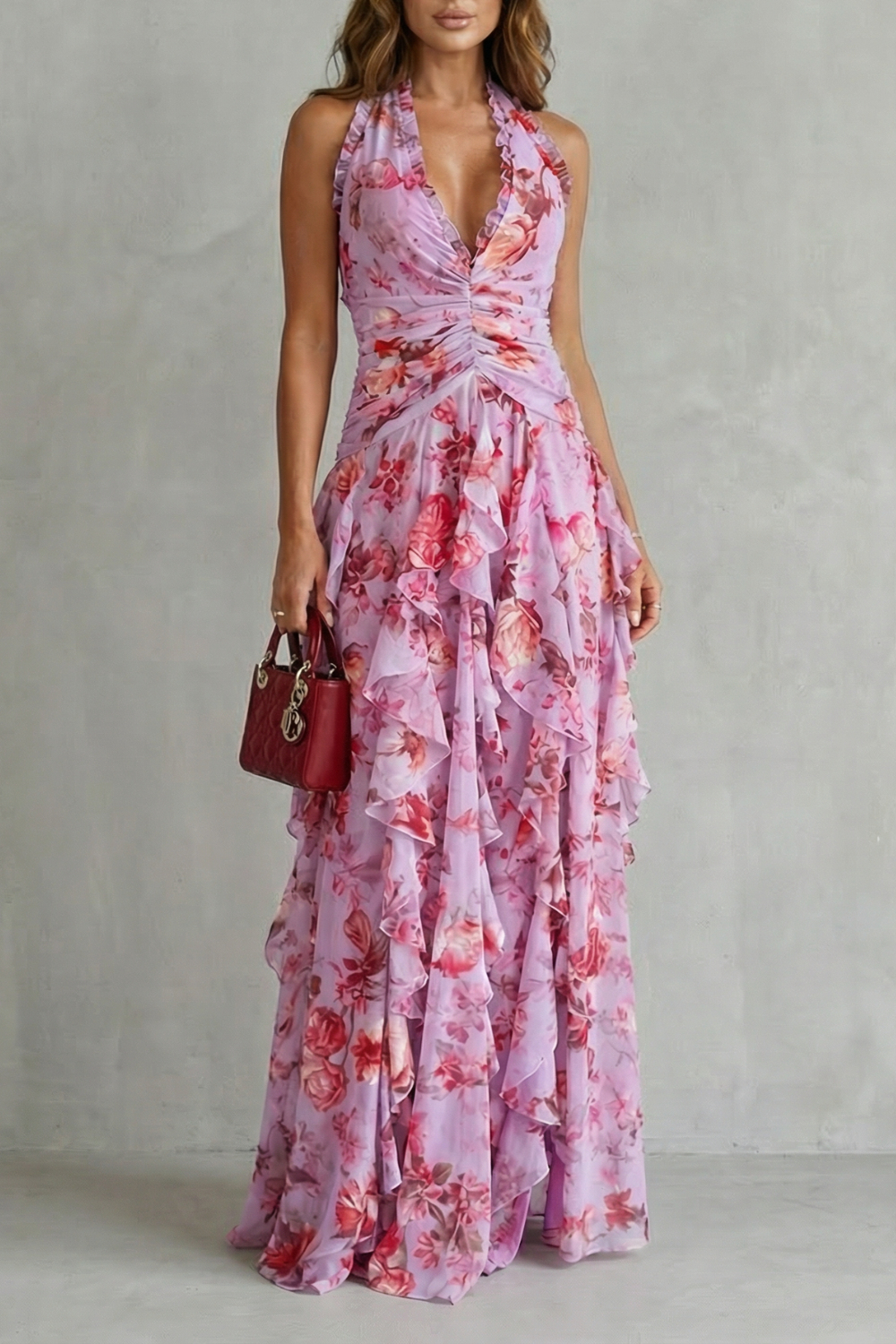 Mirella | Abito Lungo Floreale Halter