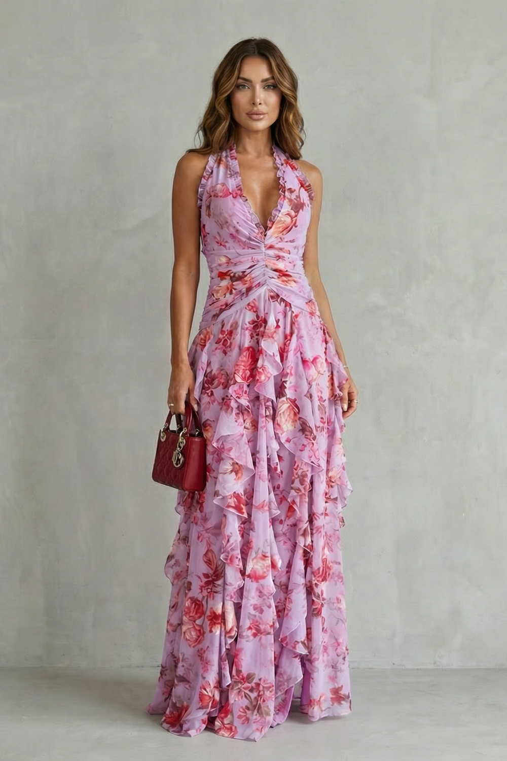 Mirella | Abito Lungo Floreale Halter