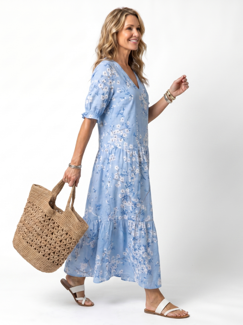 Annalisa | Abito Midi Floreale con Balze