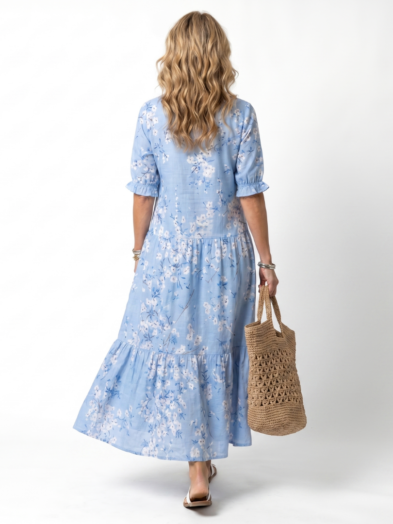 Annalisa | Abito Midi Floreale con Balze
