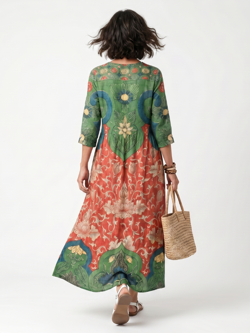 Beatrice | Abito Midi Fantasia Ornamentale