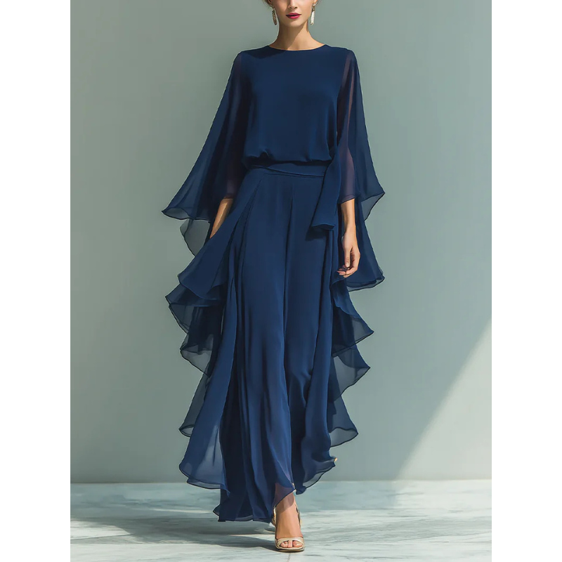 Aurora | Completo Elegante in Chiffon con Volant