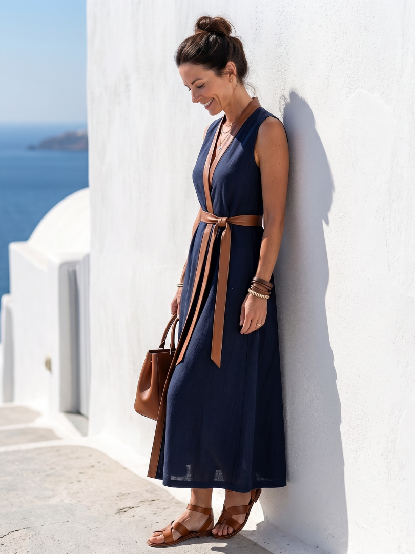 Myra | Vestito Midi a Linea in Contrasto