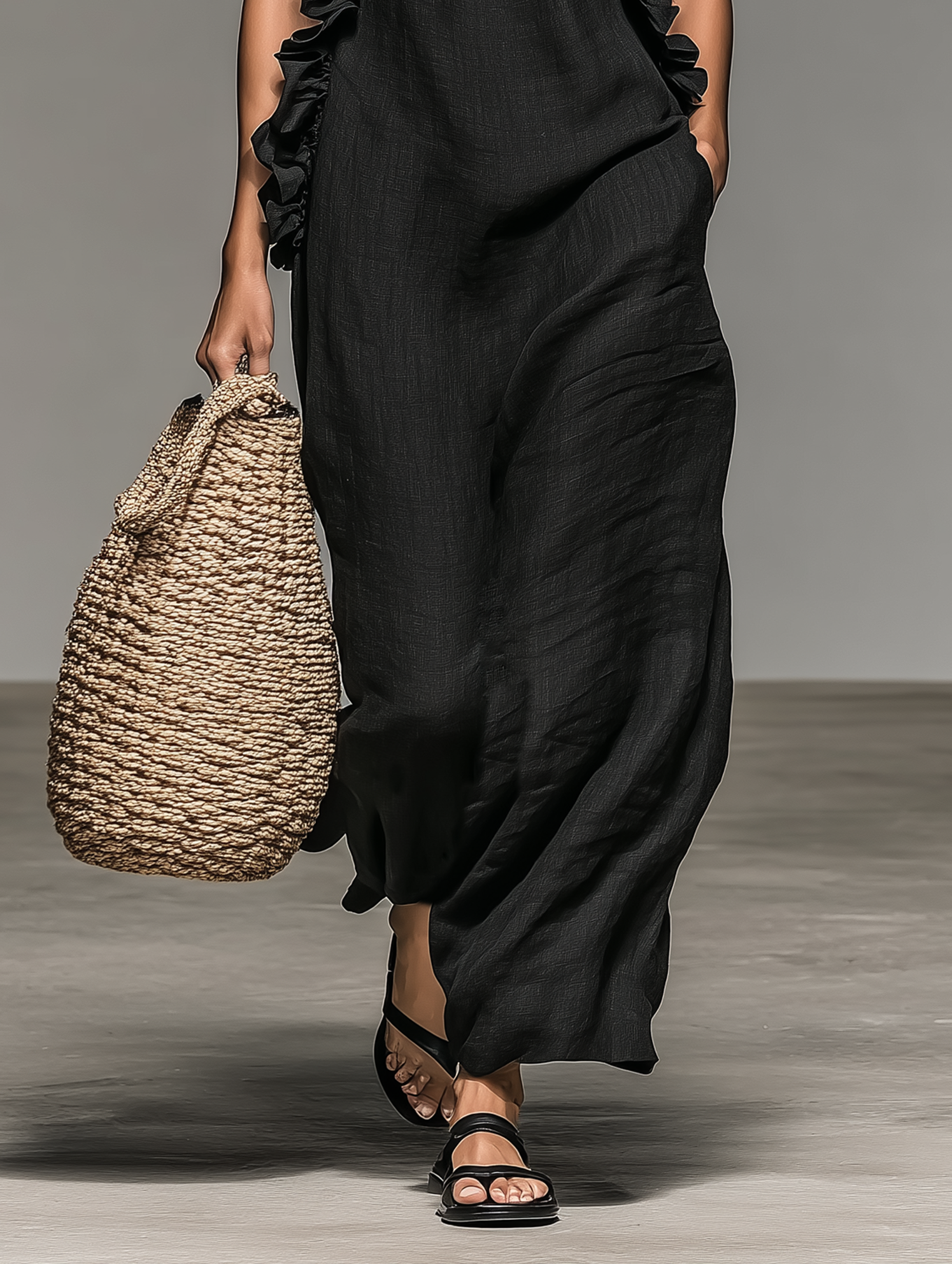 Gina | Abito Maxi con Volant Eleganti