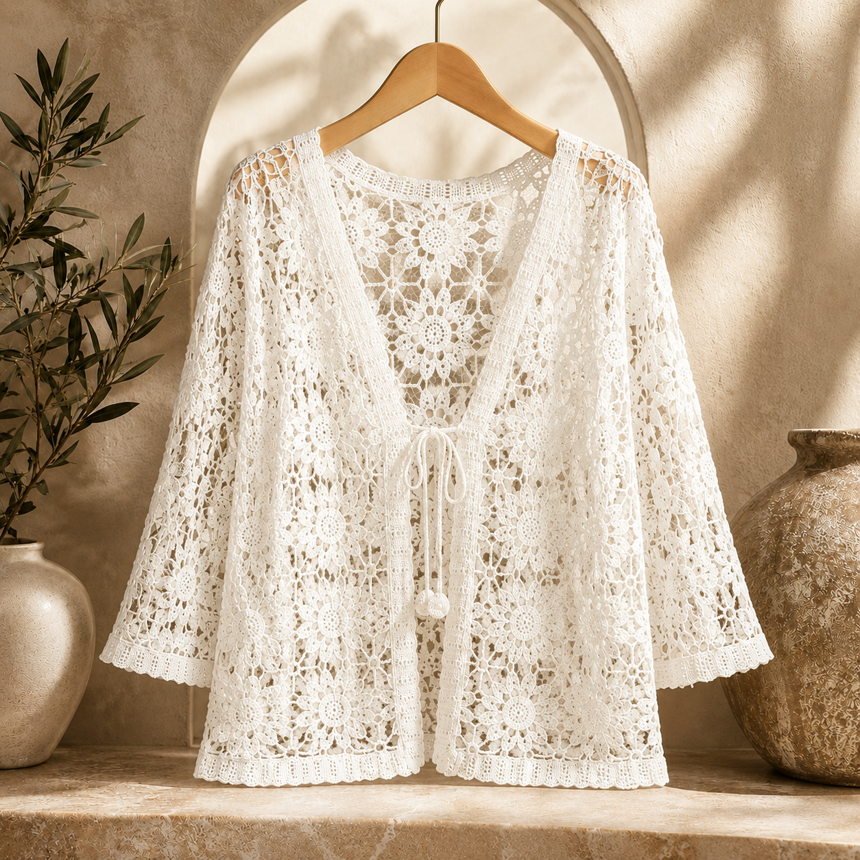 Carla | Cardigan Traforato in Pizzo Crochet