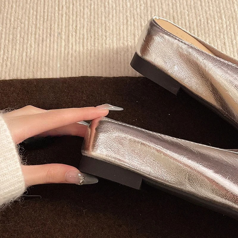 Beatrice | Mules Metallizzate a Punta Quadrata