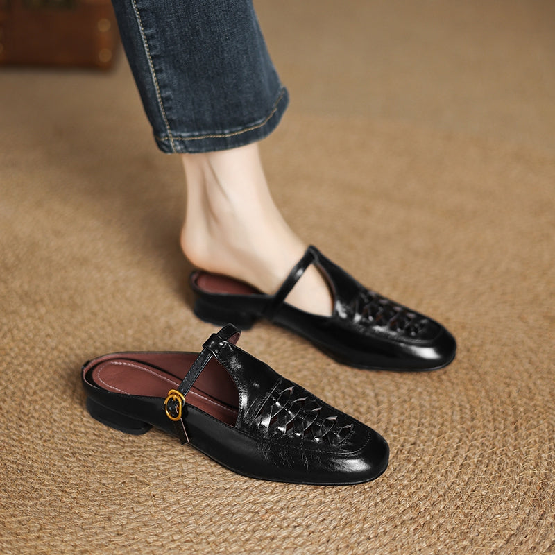 Riza | Mules Intrecciate con Cinturino