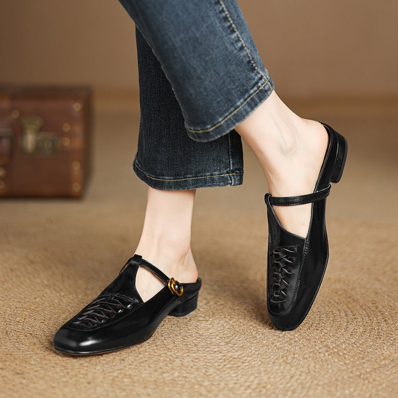 Riza | Mules Intrecciate con Cinturino