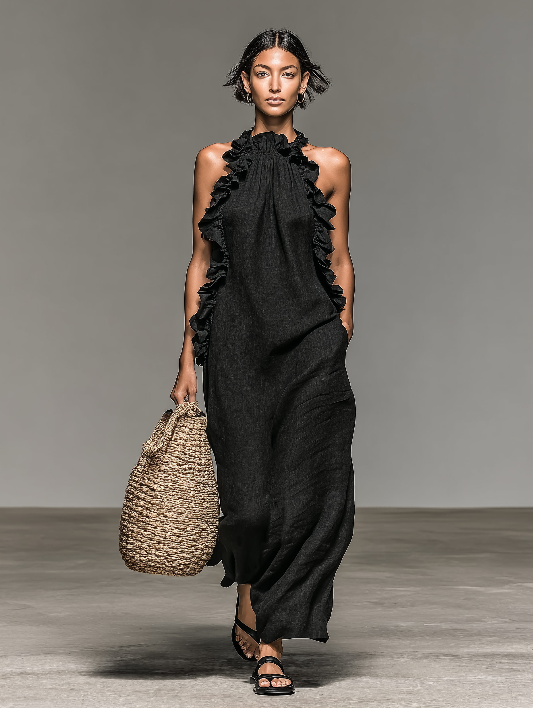 Gina | Abito Maxi con Volant Eleganti