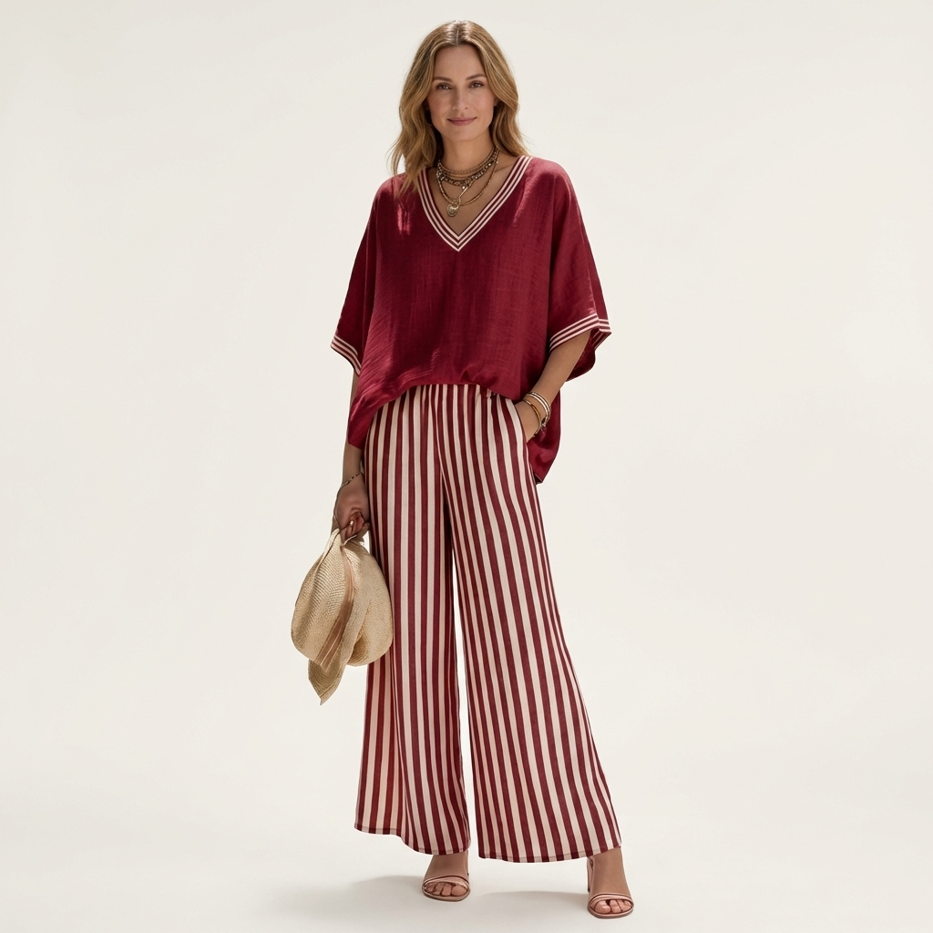 Gemma | Set Coordinato con Top e Pantaloni a Righe