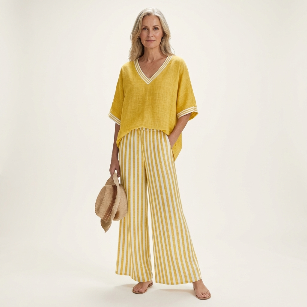 Gemma | Set Coordinato con Top e Pantaloni a Righe