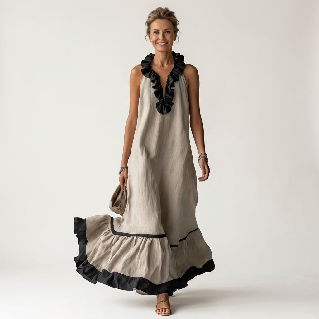 Iolanda | Abito Maxi con Volant
