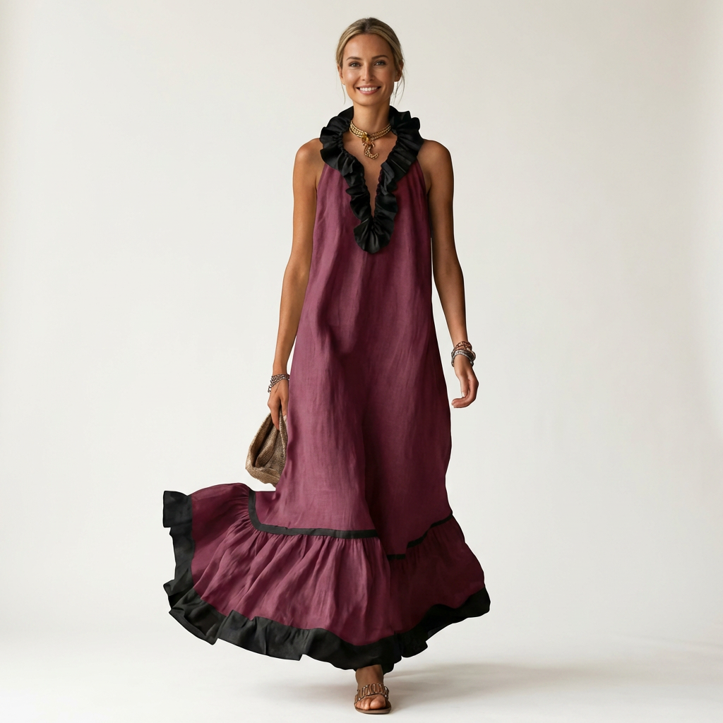 Iolanda | Abito Maxi con Volant