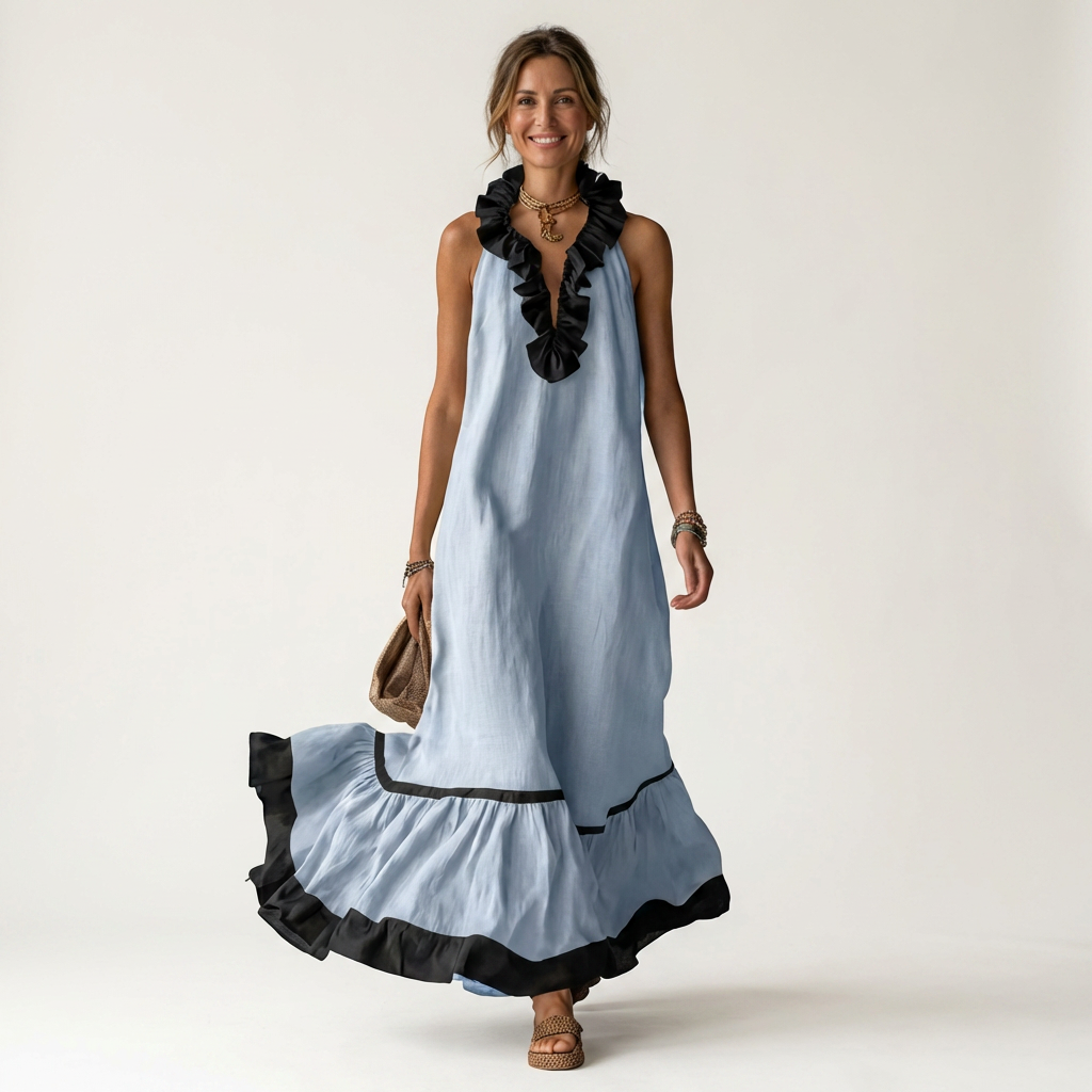 Iolanda | Abito Maxi con Volant