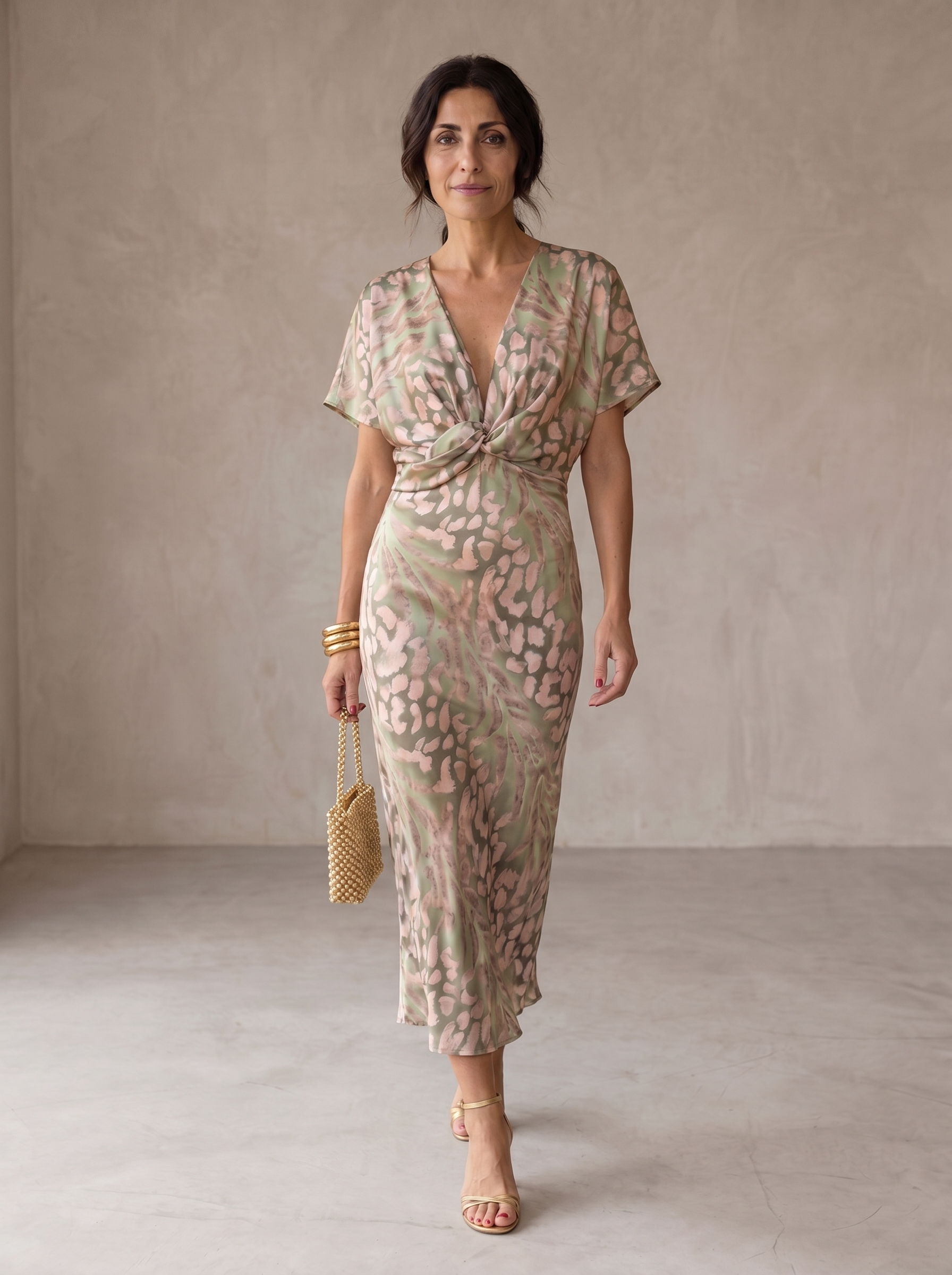 Irma | Abito Midi Drappeggiato con Scollo a V
