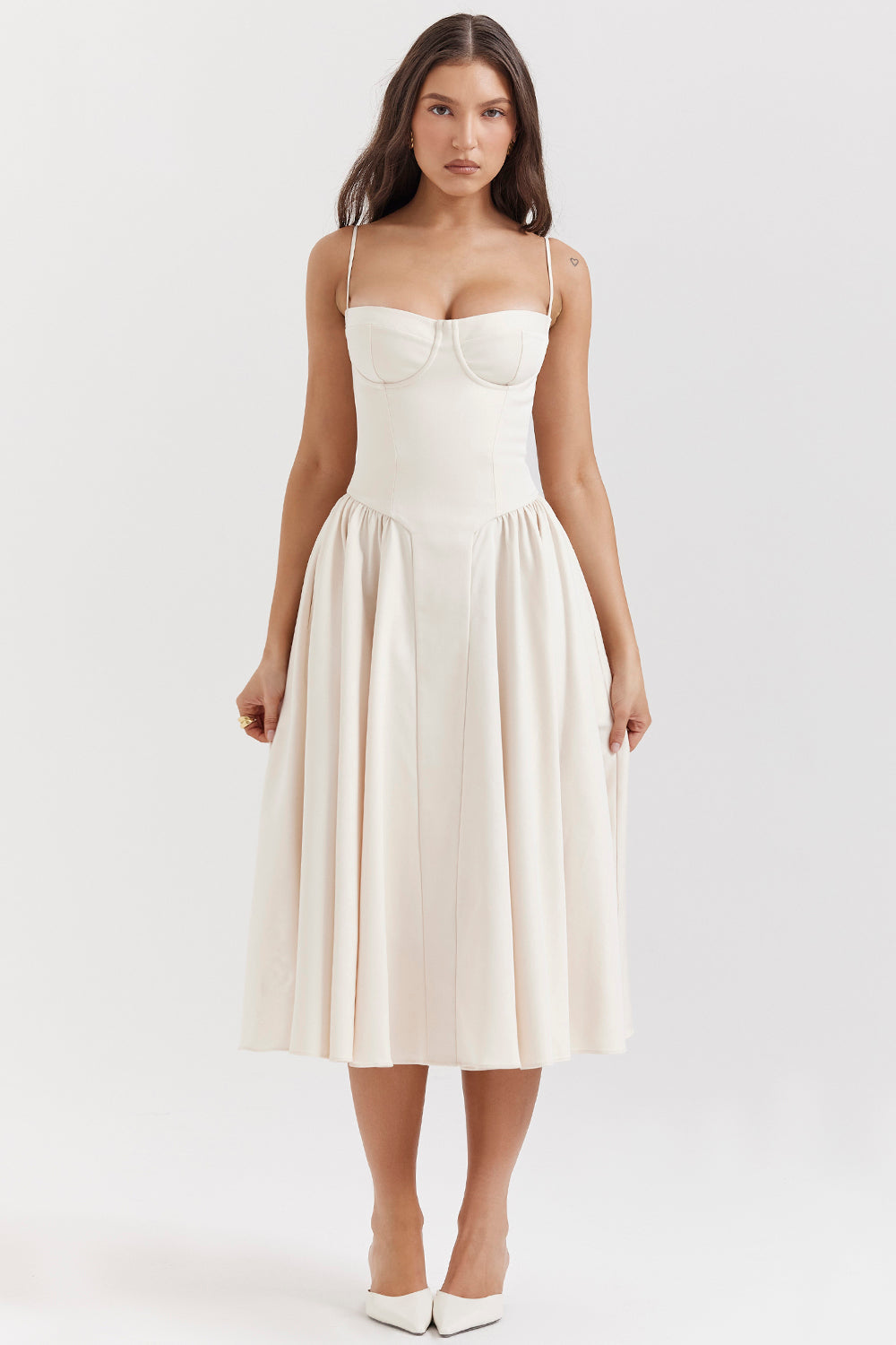 Loredina | Abito Midi con Corpetto Strutturato