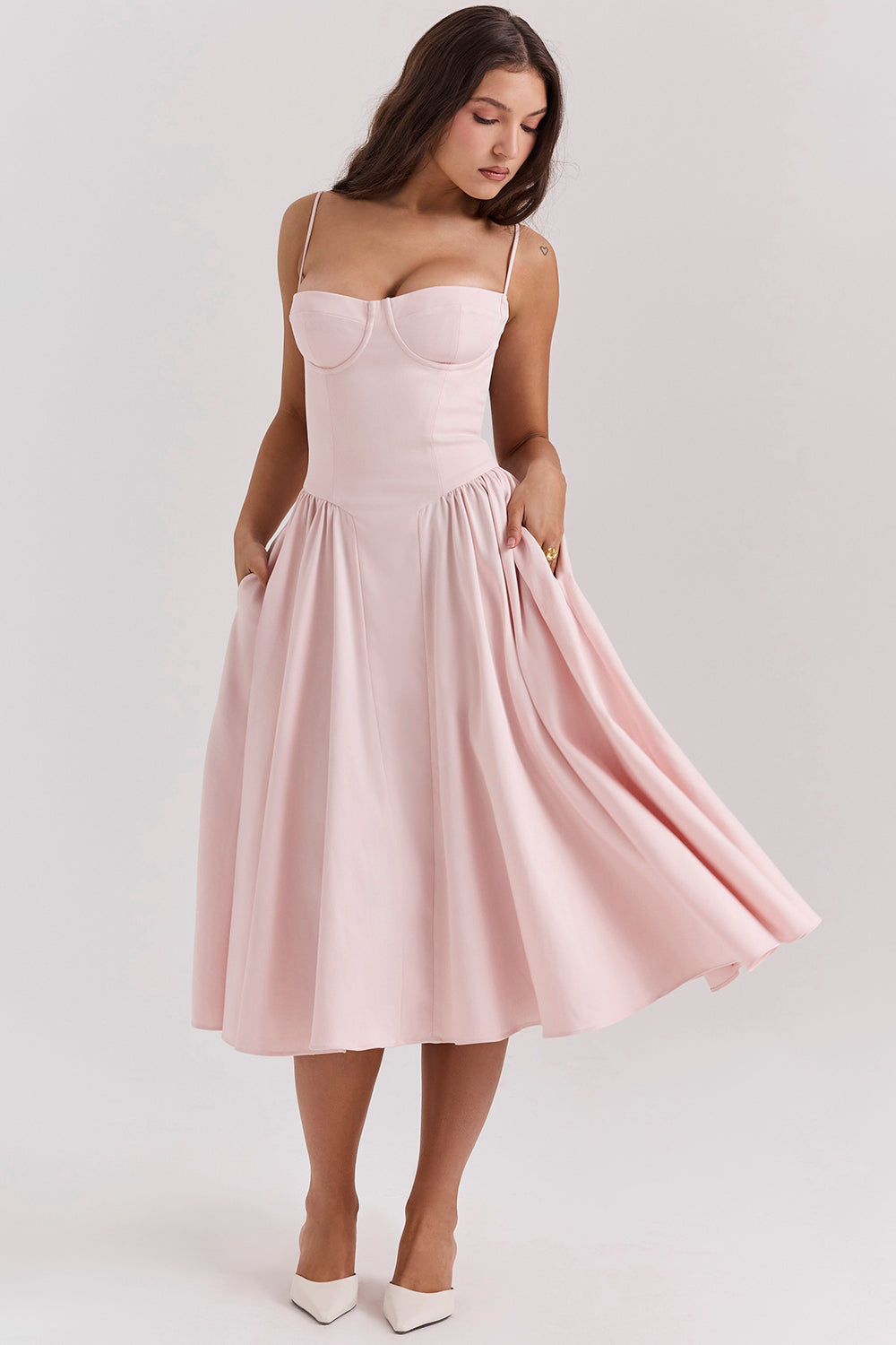 Loredina | Abito Midi con Corpetto Strutturato