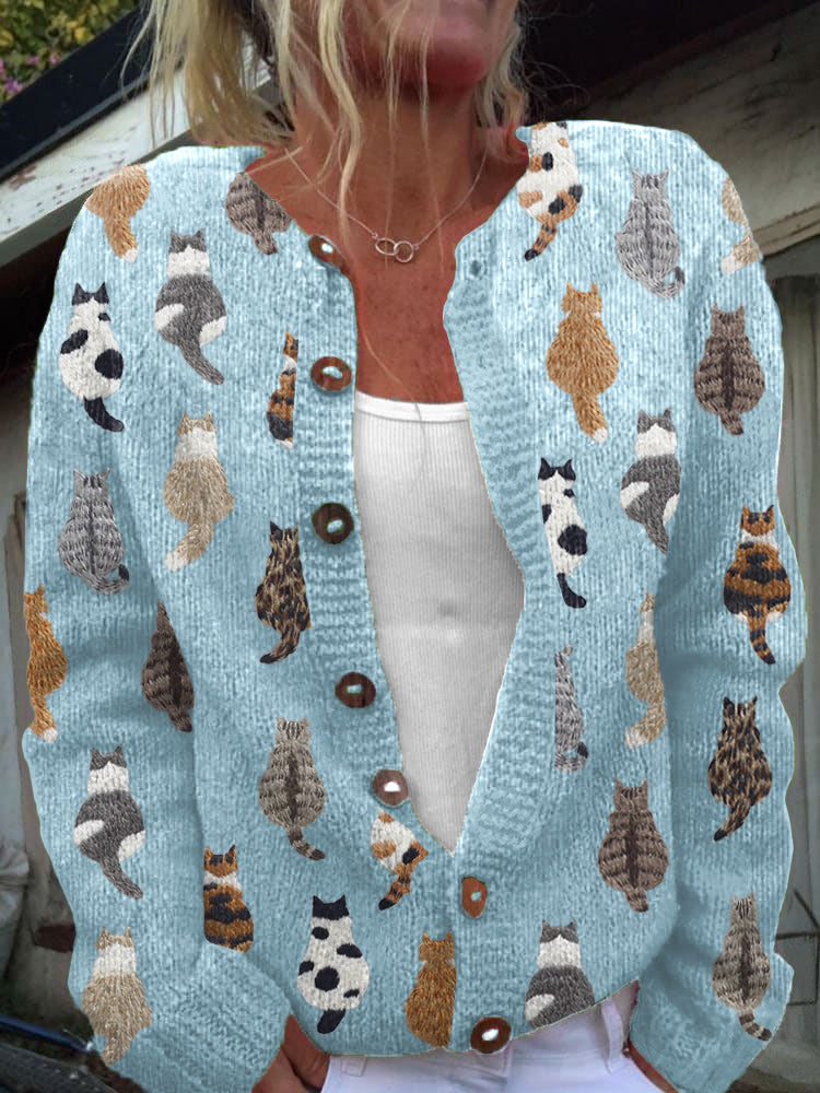Allison | Cardigan con Fantasia di Gatti