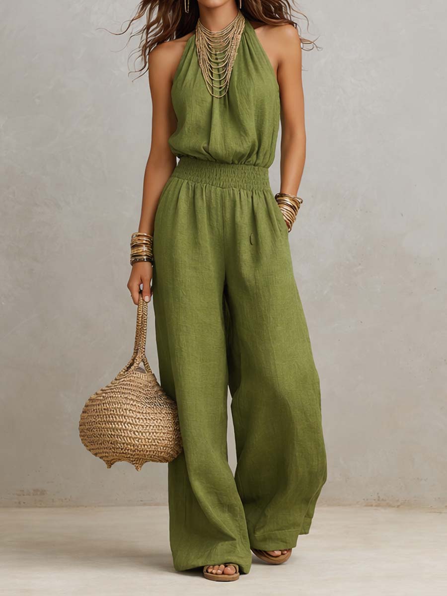 Amelia | Tuta Halter con Gamba Ampia