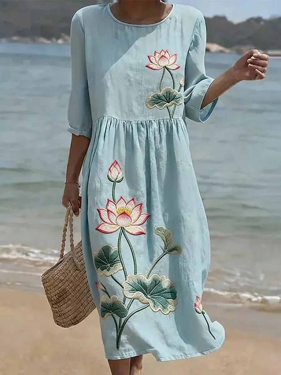 Manuela | Abito Lungo da Mare con Stampa Floreale