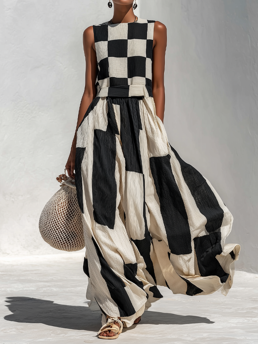 Irah | Abito Maxi a Fantasia Geometrica