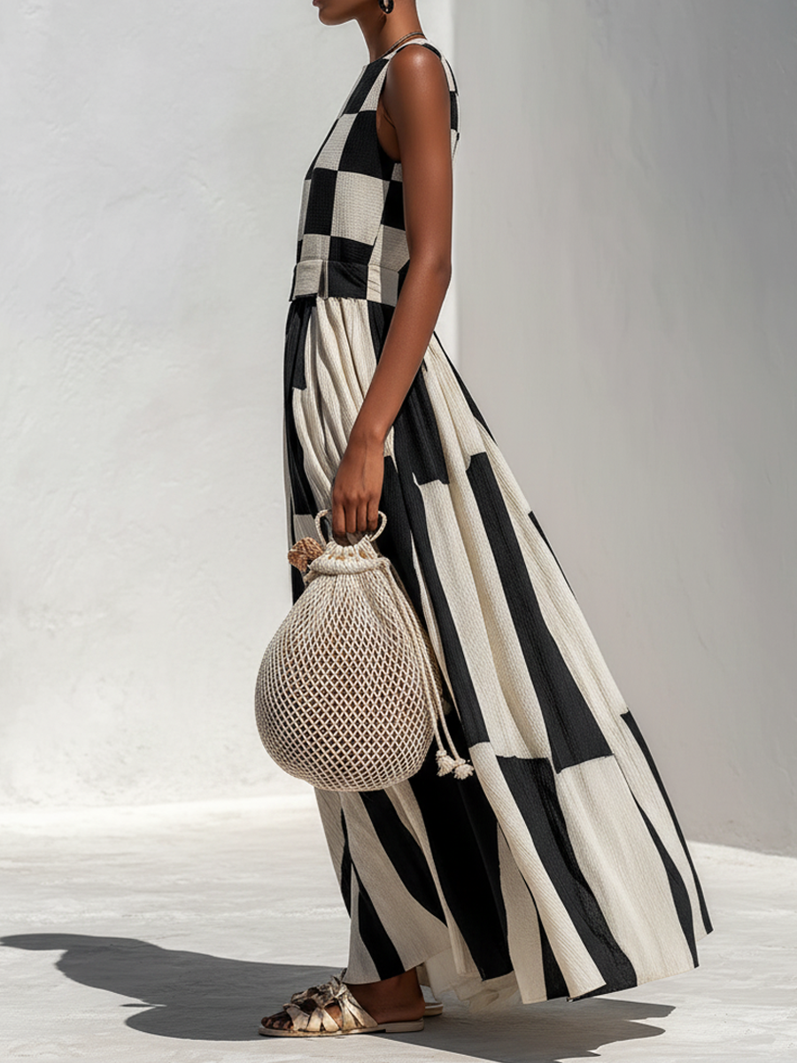 Irah | Abito Maxi a Fantasia Geometrica