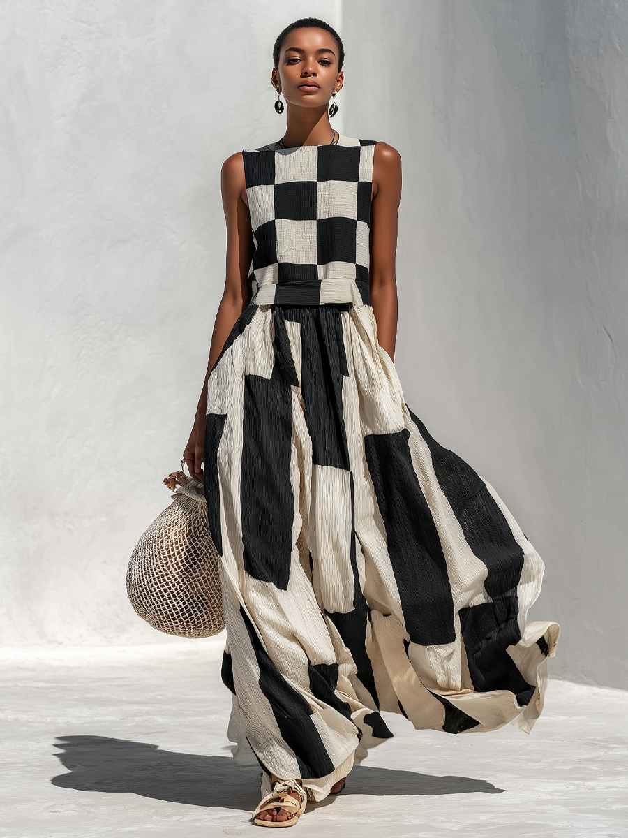 Irah | Abito Maxi a Fantasia Geometrica