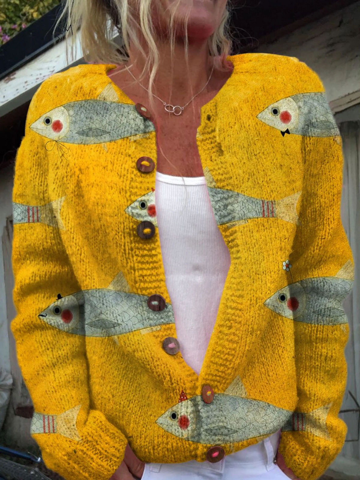 Antea | Cardigan con Motivo Pesci