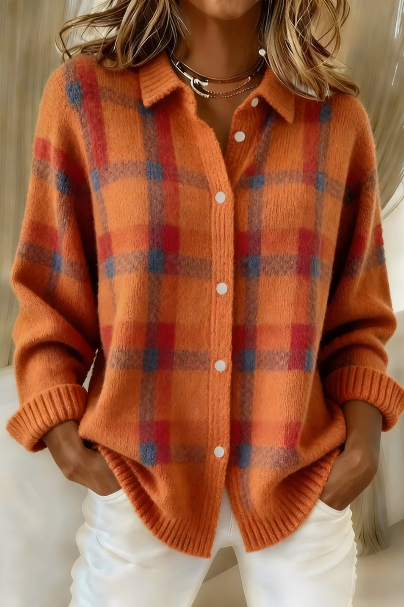 Cesaria | Cardigan a Quadri con Bottoni