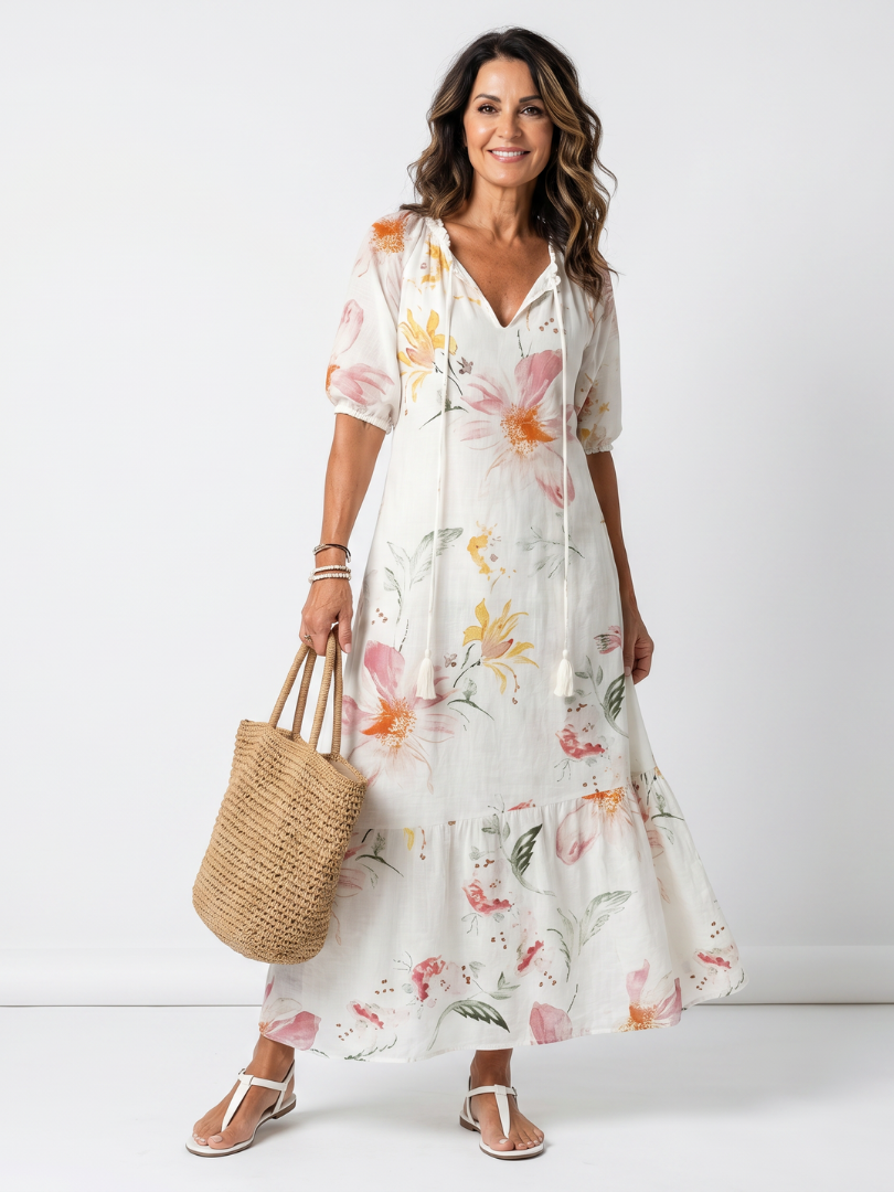Maria | Abito Midi Floreale con Balze