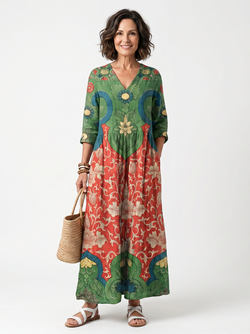 Beatrice | Abito Midi Fantasia Ornamentale