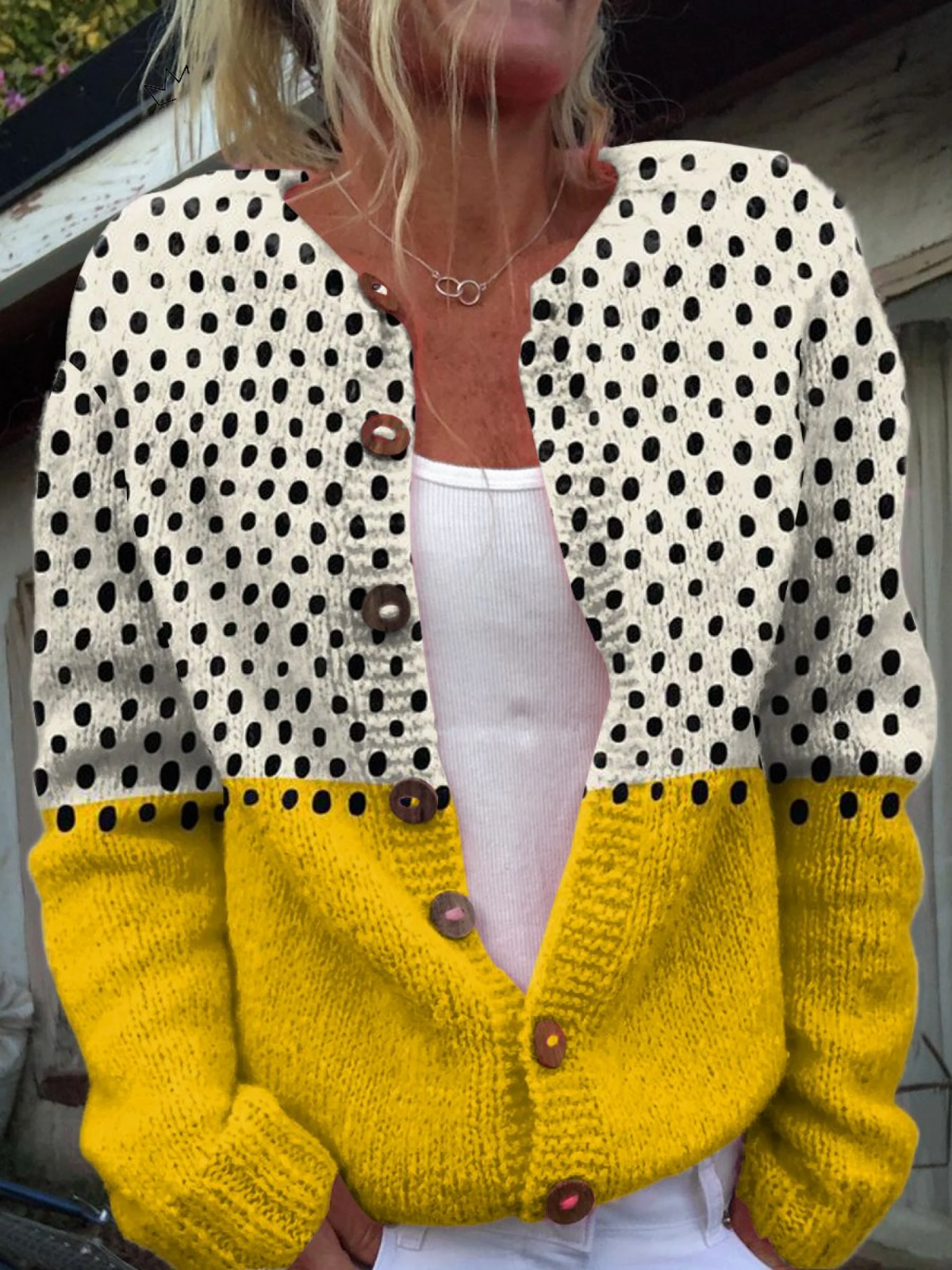 Bellina | Cardigan a Pois Bicolore