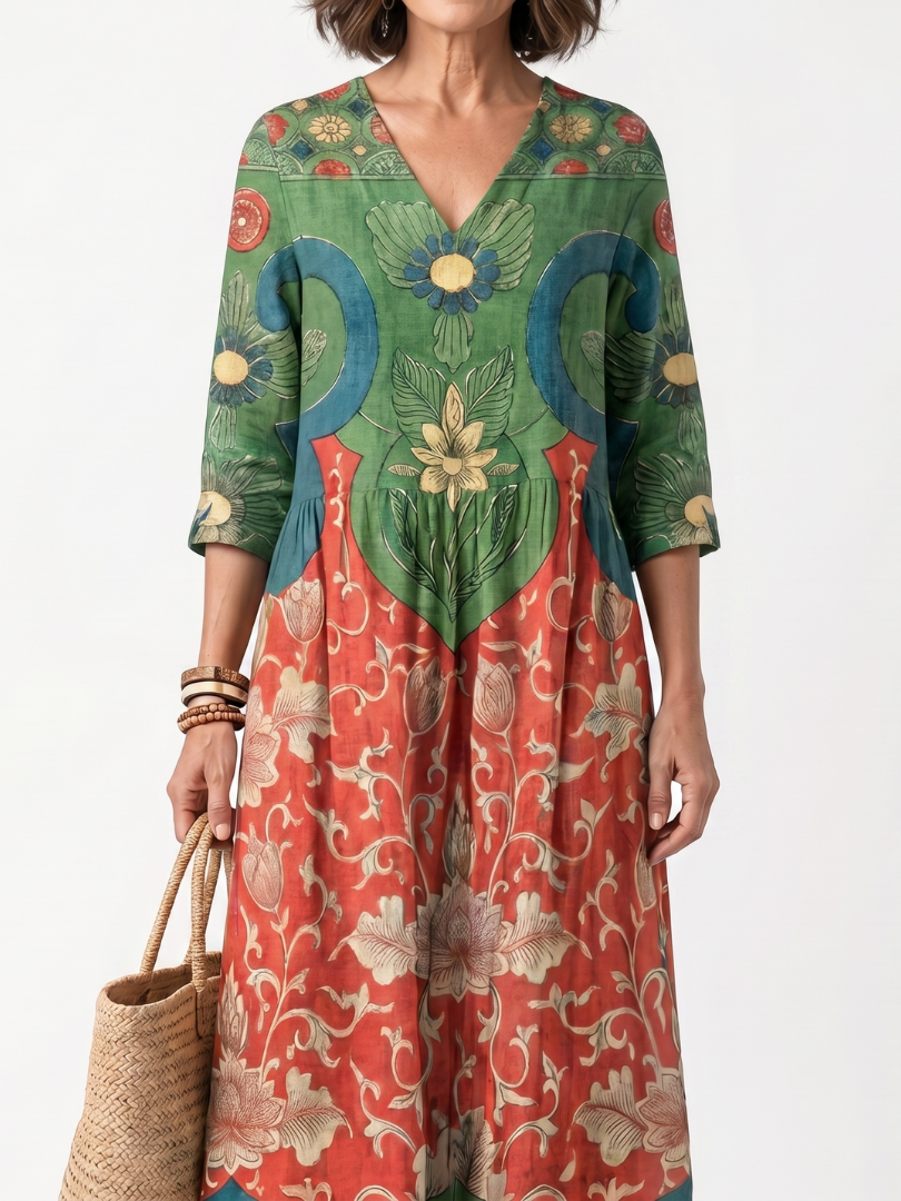 Beatrice | Abito Midi Fantasia Ornamentale