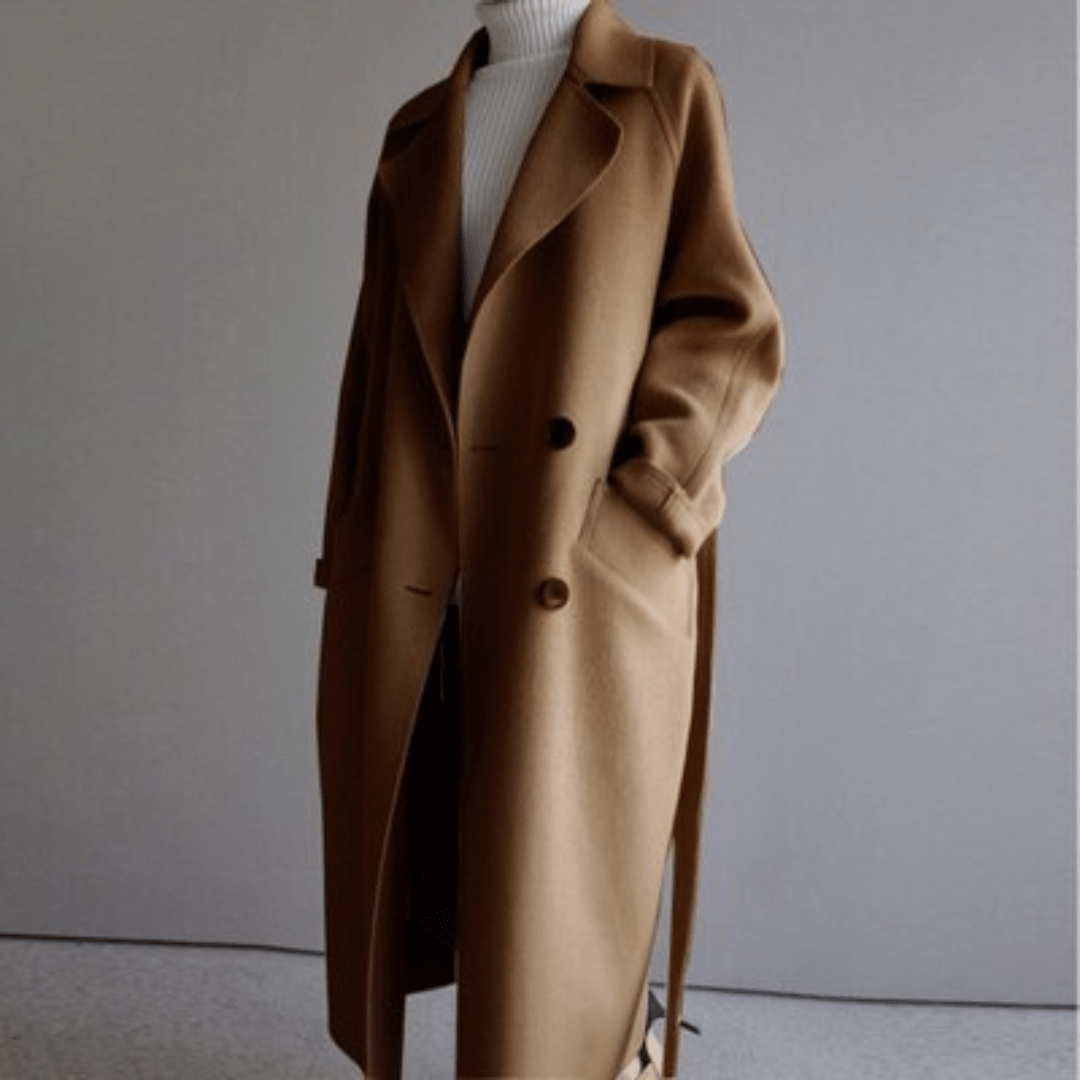 Celeste – Cappotto Lungo in Lana dal Taglio Raffinato