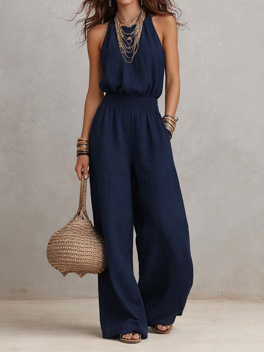 Amelia | Tuta Halter con Gamba Ampia