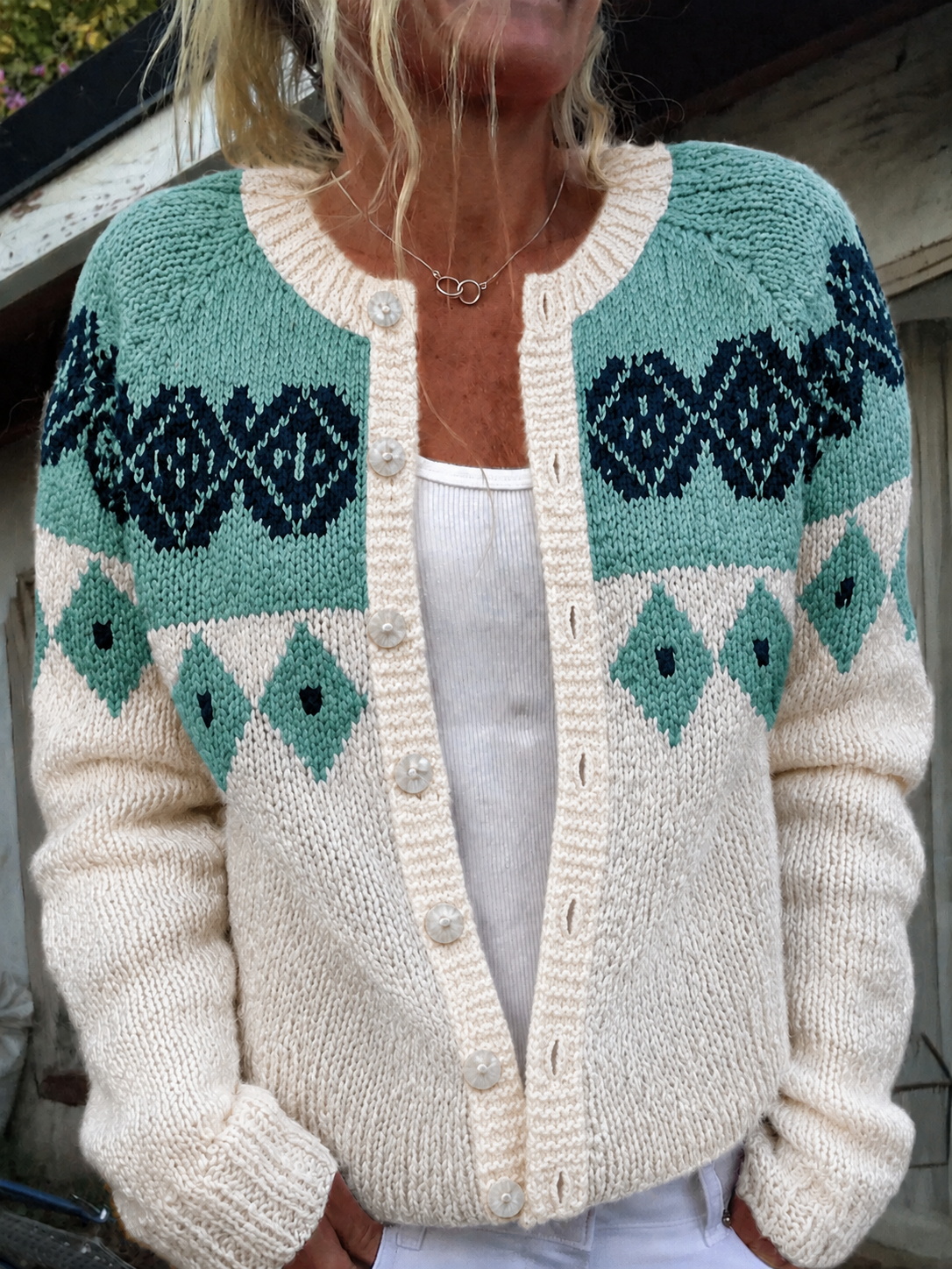 Viviana | Cardigan con Motivo Geometrico