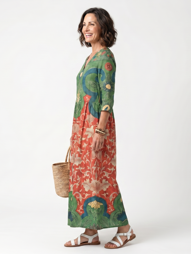 Beatrice | Abito Midi Fantasia Ornamentale
