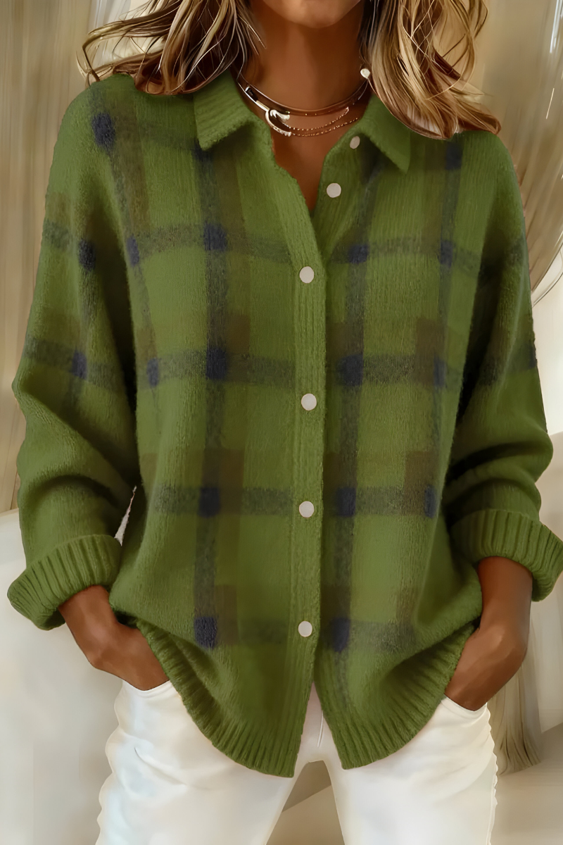 Cesaria | Cardigan a Quadri con Bottoni