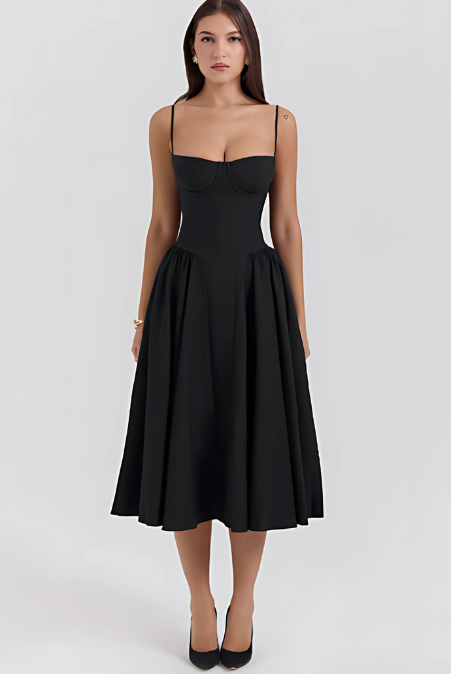 Loredina | Abito Midi con Corpetto Strutturato