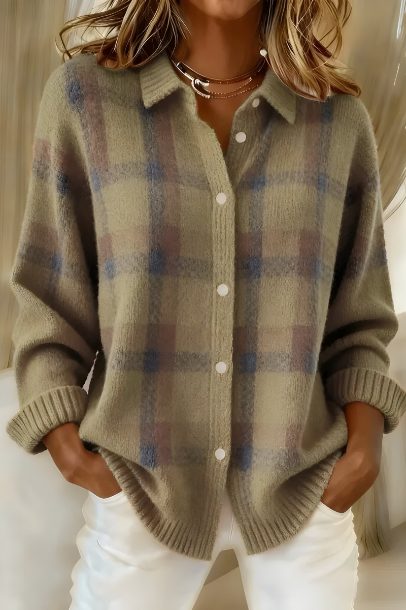 Cesaria | Cardigan a Quadri con Bottoni