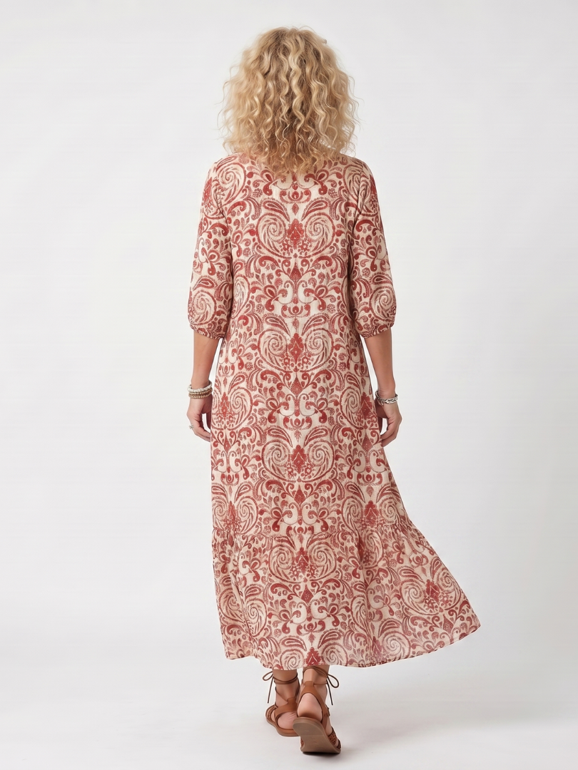 Lorella | Abito Midi Fantasia Ornamentale