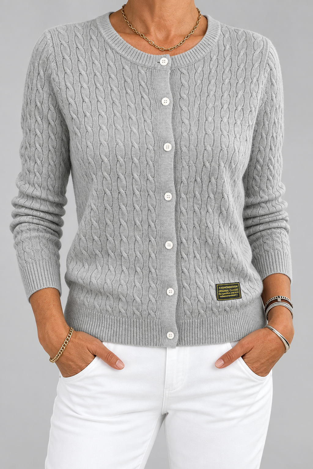 GRATIS OGGI: Amy | Cardigan a Trecce con Bottoni