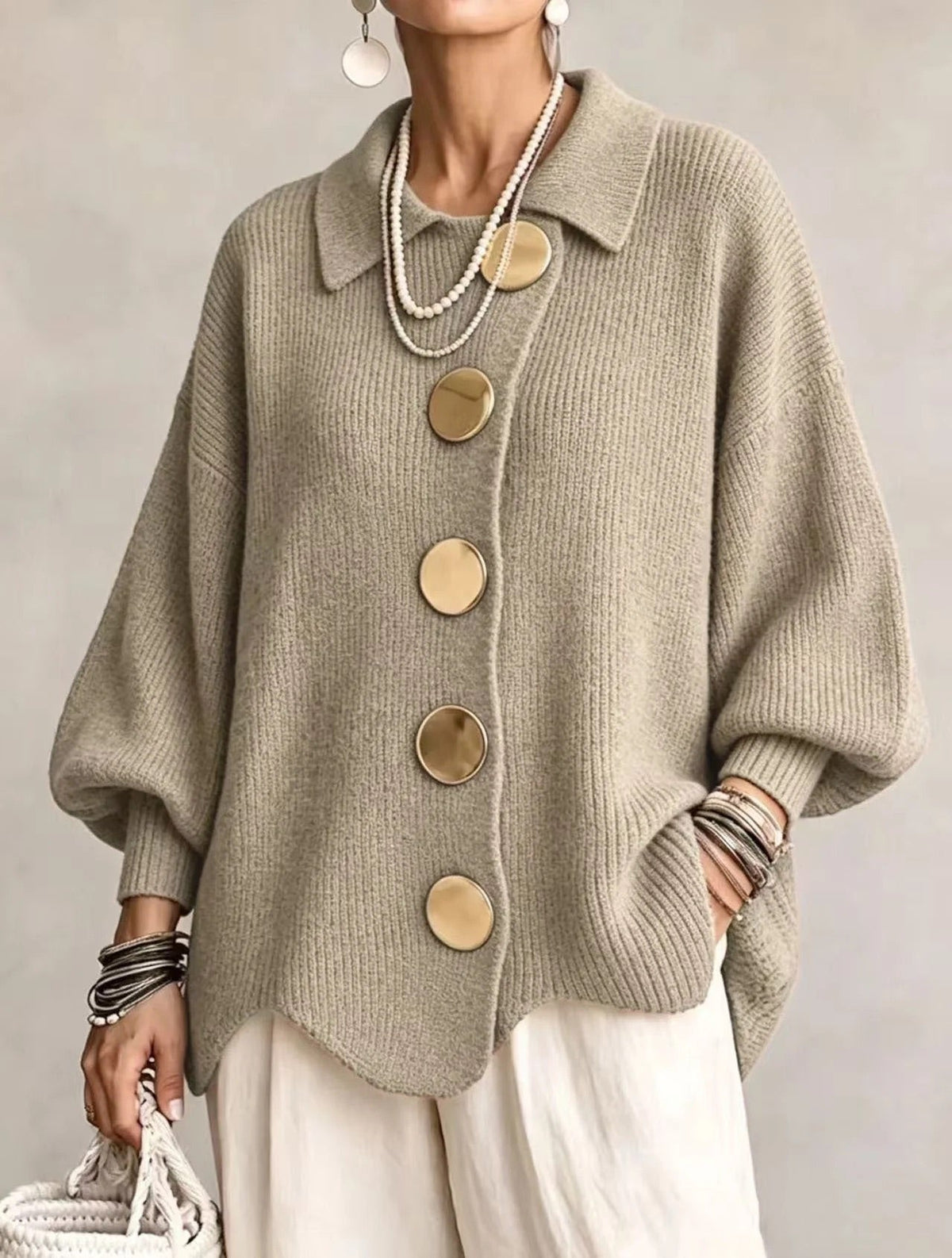 Corin | Cardigan Oversize con Bottoni Eleganti