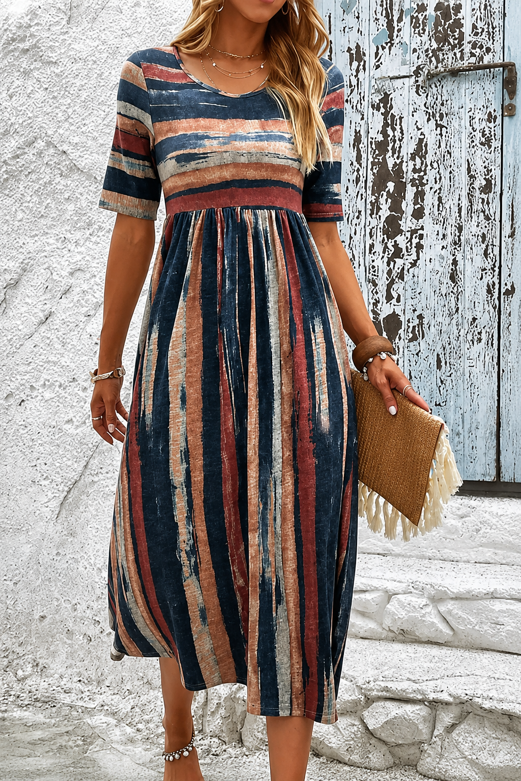 Marta | Abito Midi a Righe Eleganti