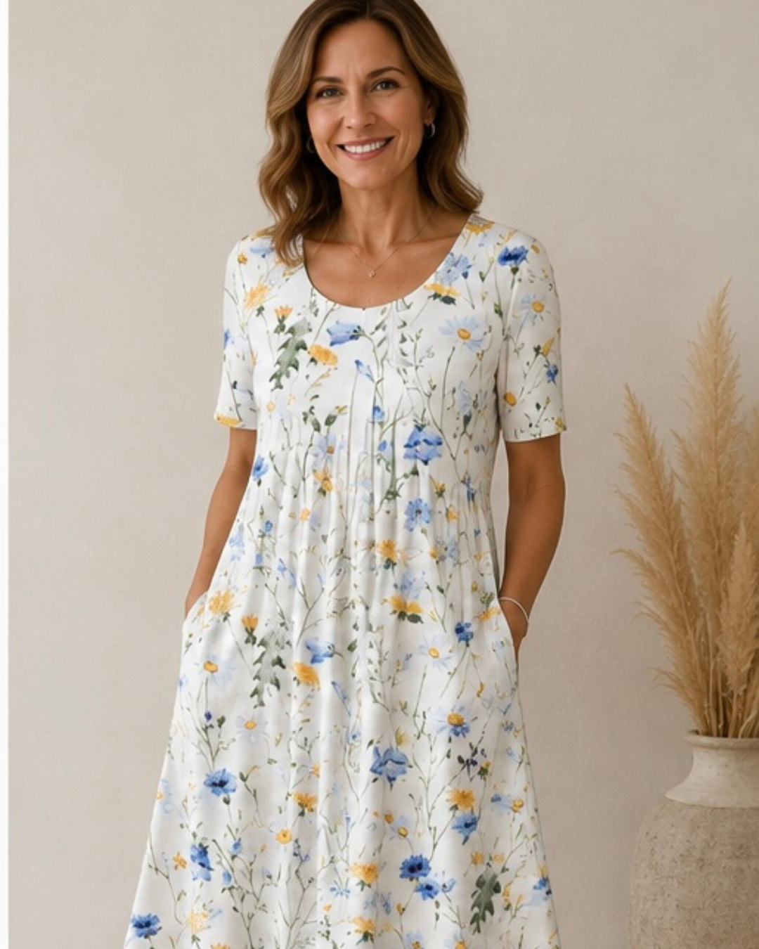 Ginevra | Abito Midi con Drappeggio Elegante