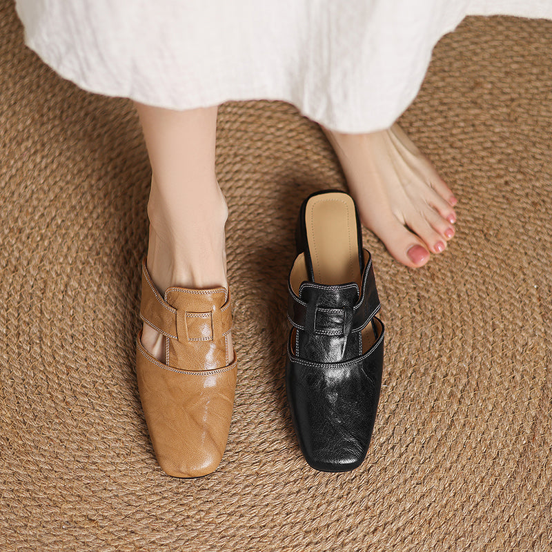 Carolina | Mules con Cinturino e Punta Quadrata