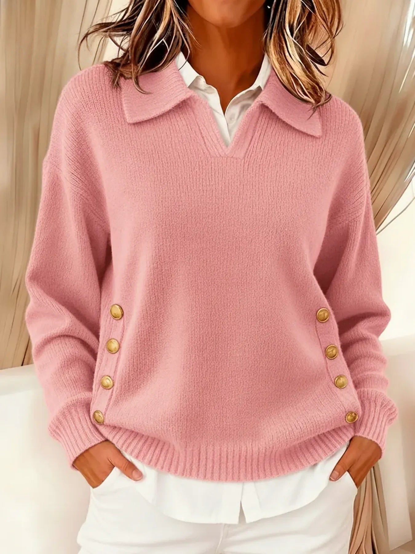 Carmina | Maglione con Collo Polo e Bottoni