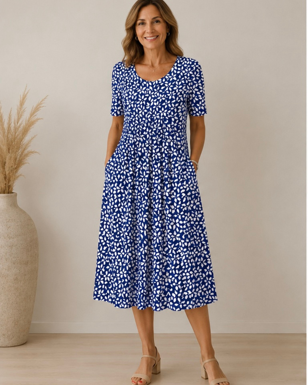Ginevra | Abito Midi con Drappeggio Elegante