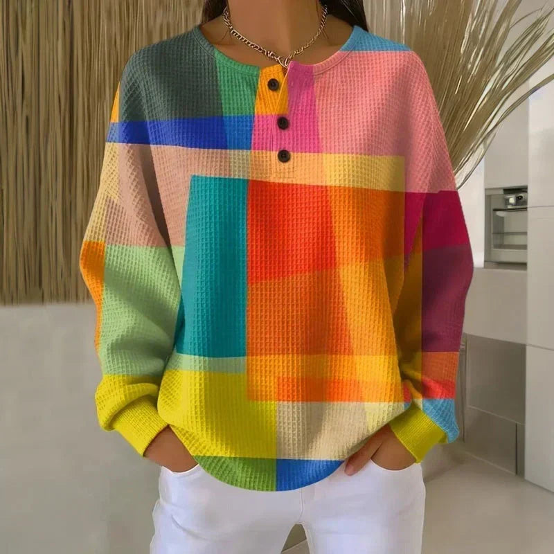 Rosa | Maglione Geometrico con Bottoni