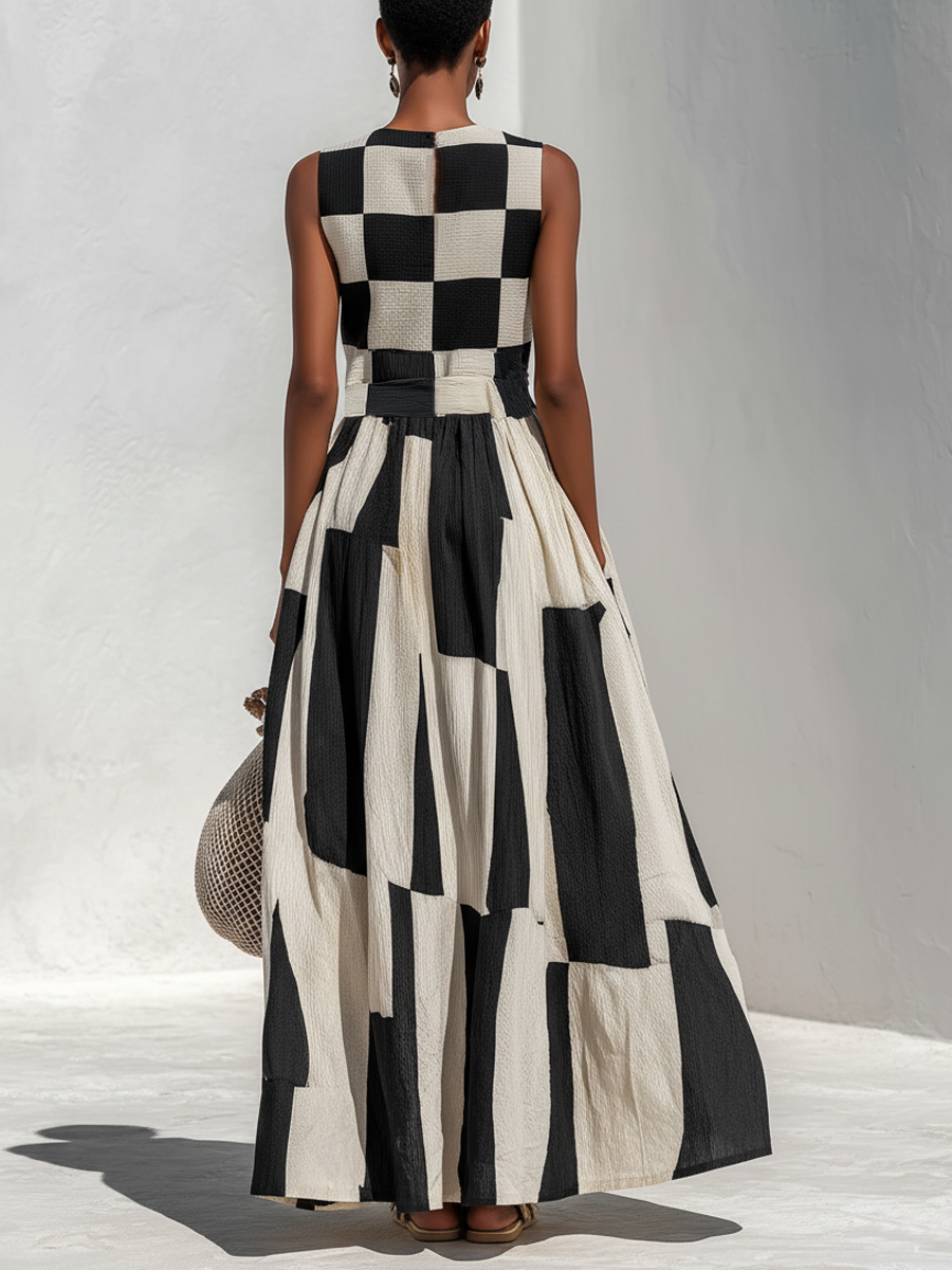 Irah | Abito Maxi a Fantasia Geometrica